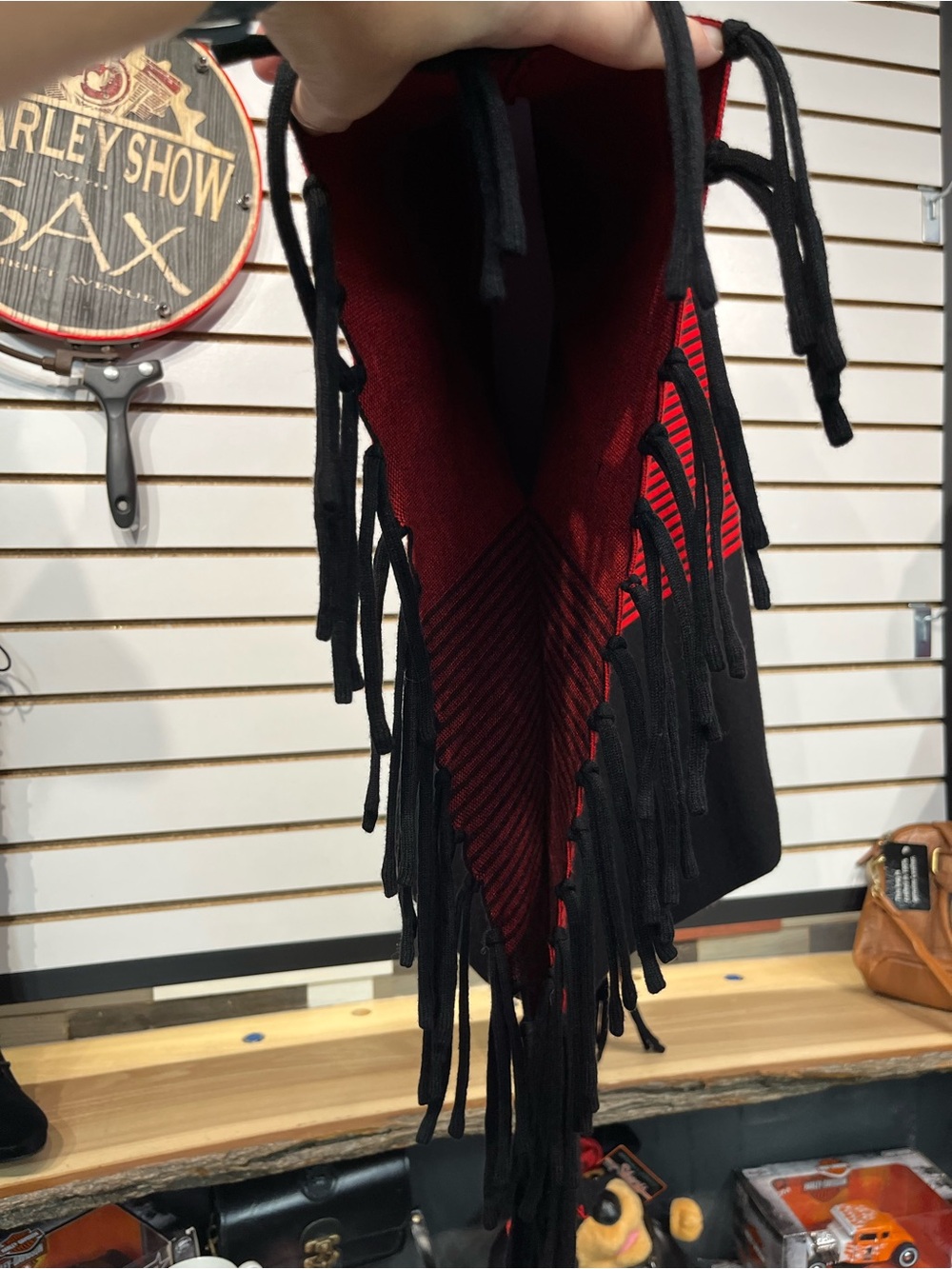 (Buy Now) Multiples Scoop Neck Fringe Edge Poncho Sweater - Picture 4 of 8